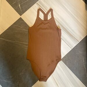 Ann Taylor Loft Tan Ribbed Bodysuit Size Medium